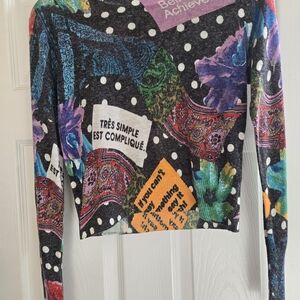 Desigual Gray and Pink Patterned Sweater